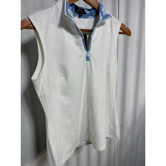 Sailor-Sailor Britt Sleeveless Tennis Top White Tennis Life Blue SZ S UPF 50+ NW - Picture 10 of 12